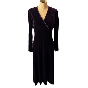 Vintage K. C. Spencer Purple Velvet Long Sleeve Dress Witchy Fairy Goth Size 8